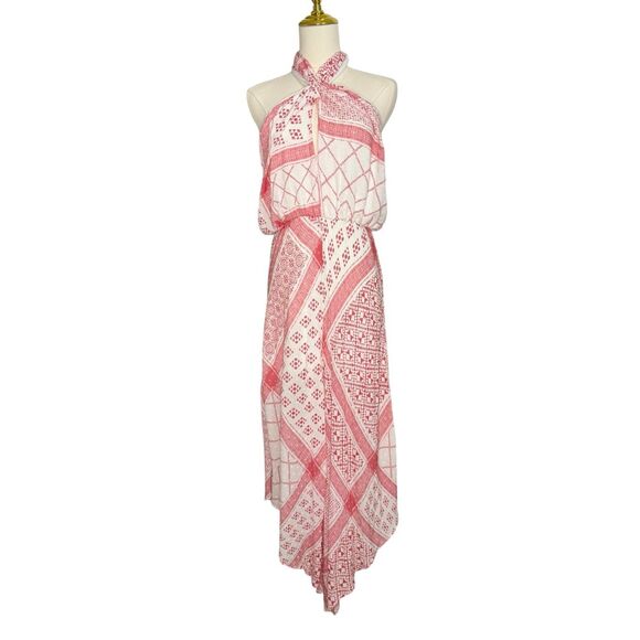 Hummingbird Women’s Large Halter Pink Bandana Handkerchief Jumpsuit Rayon - Picture 1 of 6